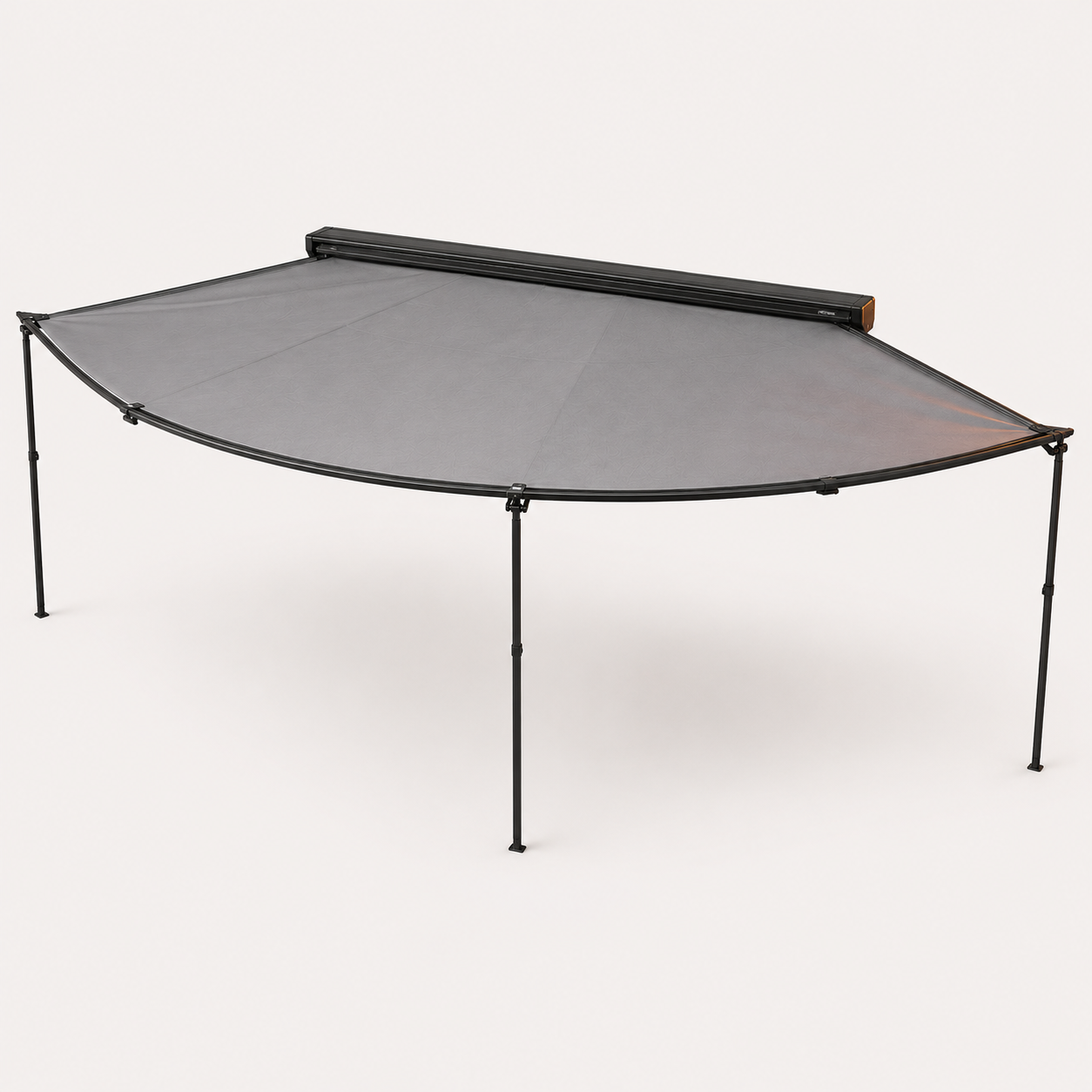 Free-standing 270° vehicle awning, black case with grey canopy — MobyGrid