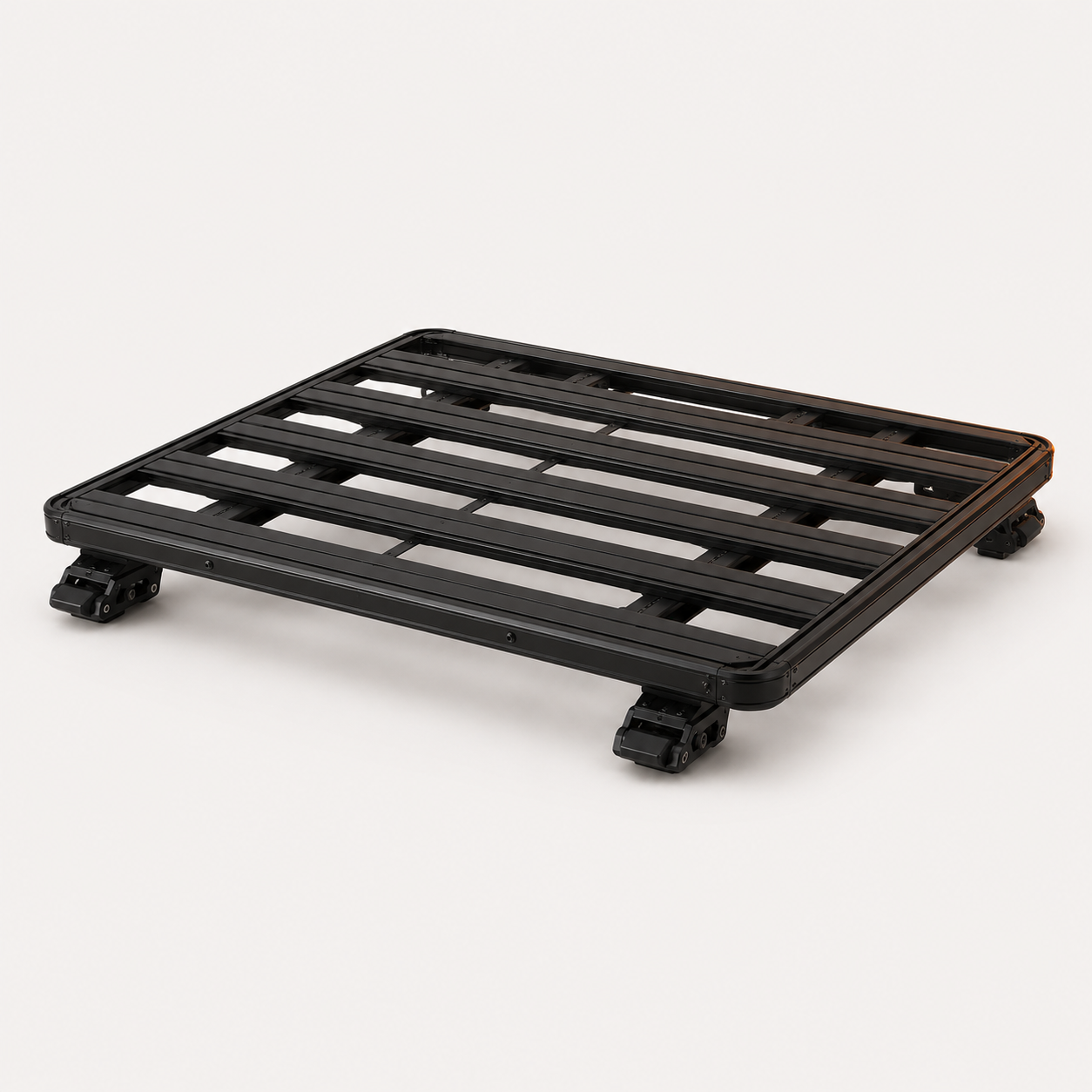 Aluminium platform roof rack, universal, black anodised slatted grid — MobyGrid