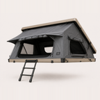 Hardshell rooftop tent, 3-person XL, sand aluminium shell with ladder — MobyGrid