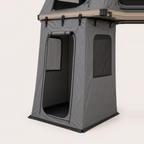 Rooftop tent annex extension, grey canvas walls with zip door and windows — MobyGrid