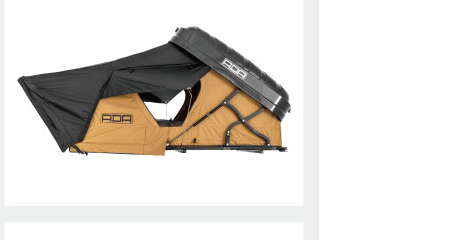 Hardshell rooftop tent side view, panoramic side opening